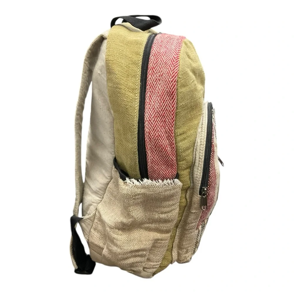 🔥 Hemp Festival Backpack 🌿 Boho Patchwork Bag Travel Rasta‎ Style